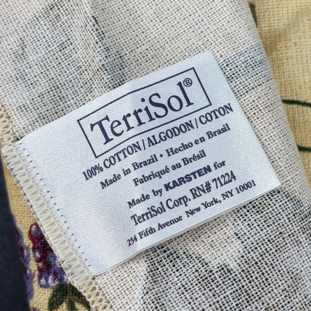 TerriSol Tablecloth Country Orchard Fruit Cotton Pale Gold 60x104 OB Vintage NOS - Picture 4 of 7